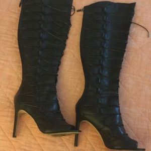 Vince Camuto Leather Knee High Peep Toe boots